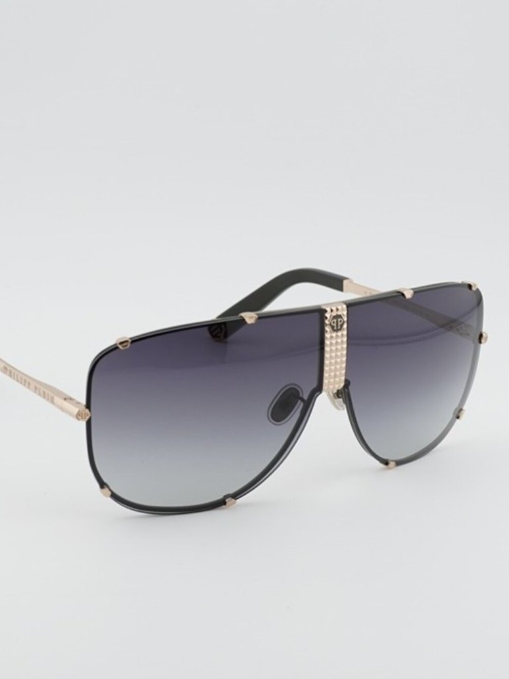 Philipp Plein SPP075M 0376 Sunglasses Gold Aviator Frame, Grey Lenses